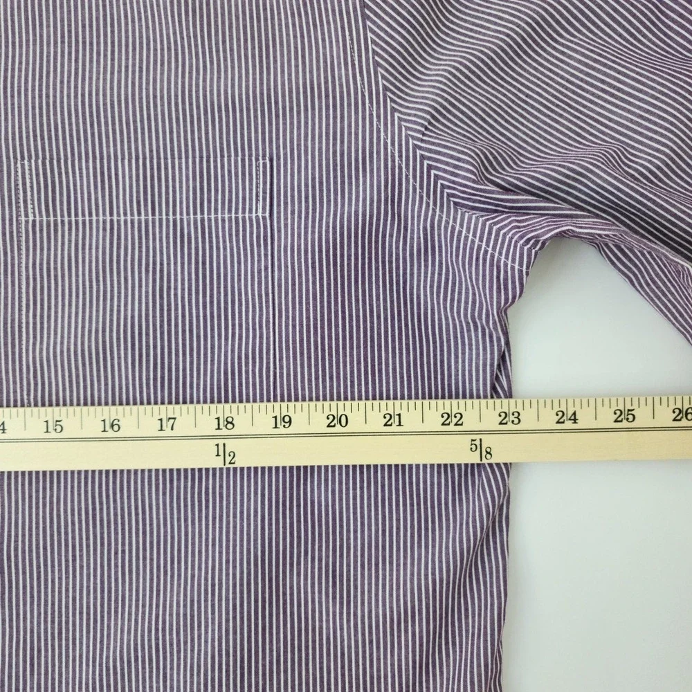 Stafford Travel Performance Dress Shirt Mens XL Purple White Stripe Button Down